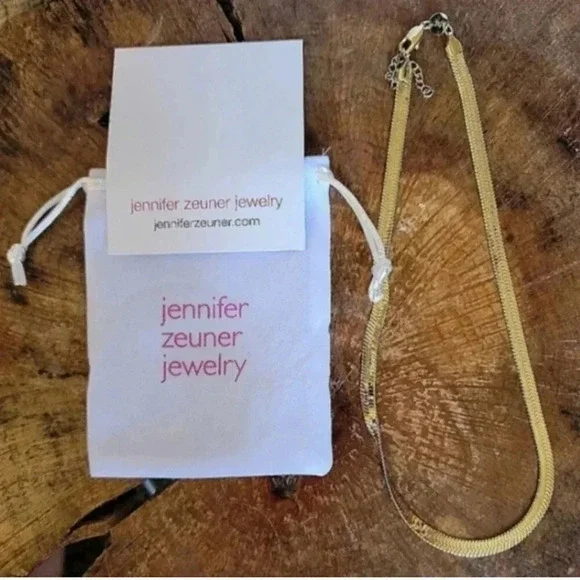 Jennifer Zeuner Gold Herringbone Necklace 16” | Dainty | NWT - Picture 13 of 15